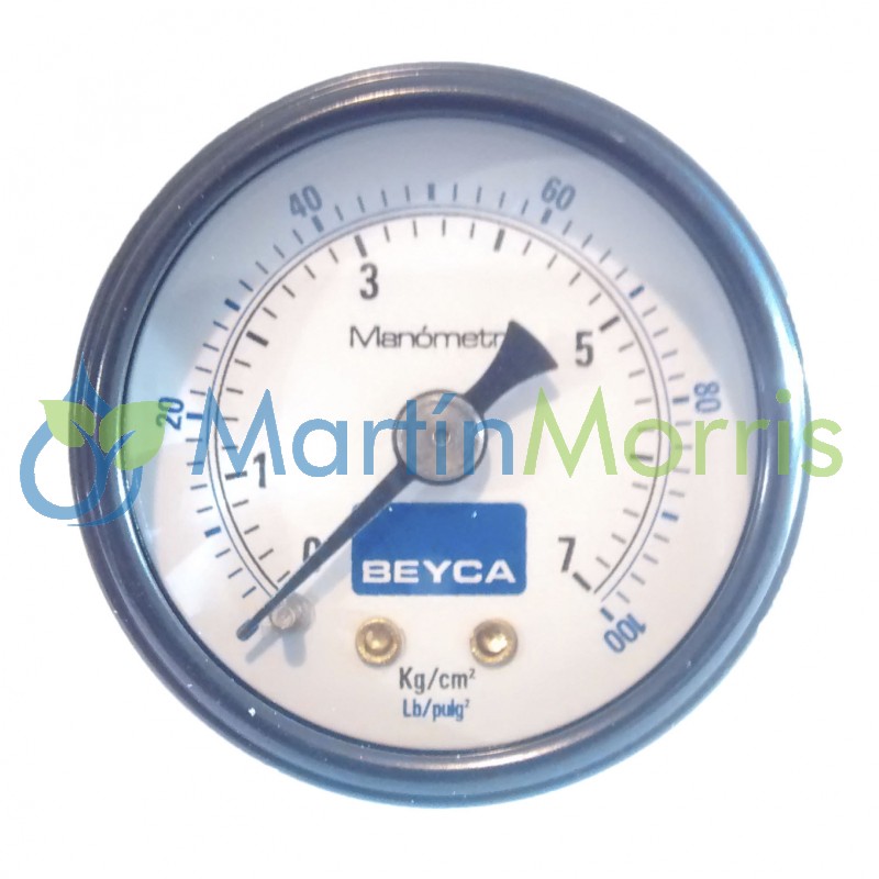 Manómetro diámetro de 40 mm conexión posterior 1/8 bspt escala 0 a 2 bar o kg
