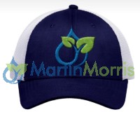 Gorra martinmorris tipo trucker color azul y blanca con logo